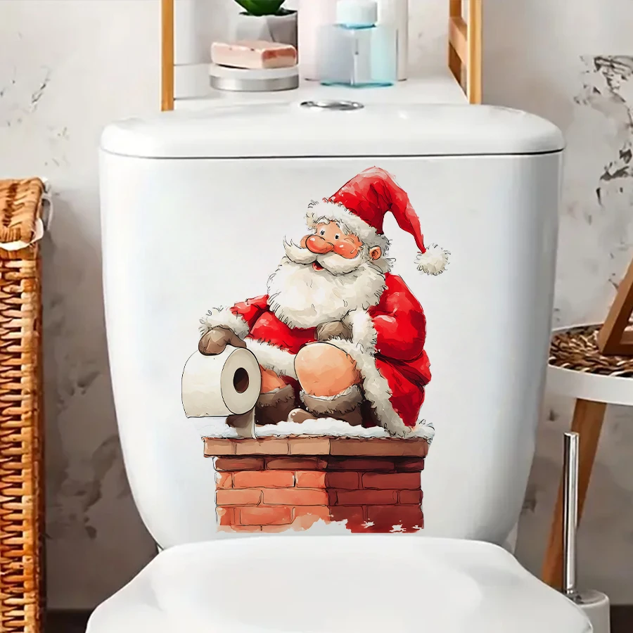Toilet Stickers 1pc Funny Santa Claus Removable PVC for Bedroom Living Room Bathroom Decoration