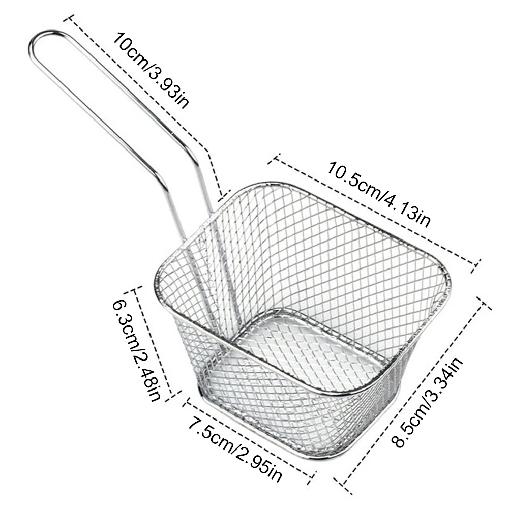 Portable Square Mini Fried Basket French Fries Basket Restaurant Fried Chicken Snack Chips Iron Metal Colander Tool DDJ