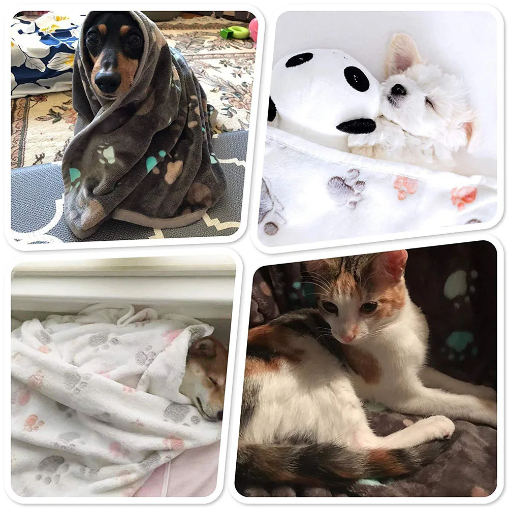 Title 7, Pet Blanket Dog Puppy Blanket Paw Print Fleece ...