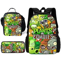 Child Hot Game For P-Plantss Vs Z-Zombiess School Backpack with Lunch Bags ,Pencil Bags ,School Bags for Boys Girls Best Gift