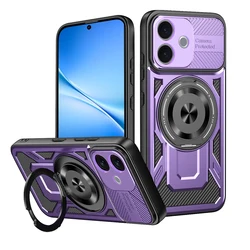 Heavy Duty Armor Protective Case with Ring Stand Holder for Vivo V70 Lite 5G (Purple)