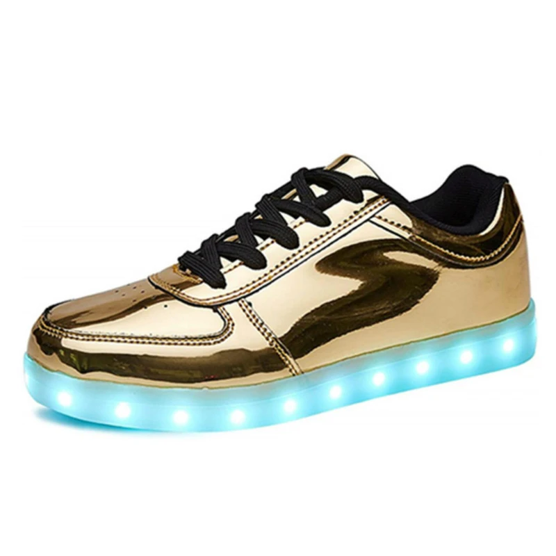 RayZing Fashion Unisex Shoes Led For Adults Schoenen men Casual Chaussures Lumineuse Light Up Shoes lover Luminous Gold Silver