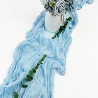 Semi-Sheer Sky blue Gauze Wedding Table Runner Cheesecloth Table Setting Dining Vintage Party Christmas Banquets Arches Decor 1