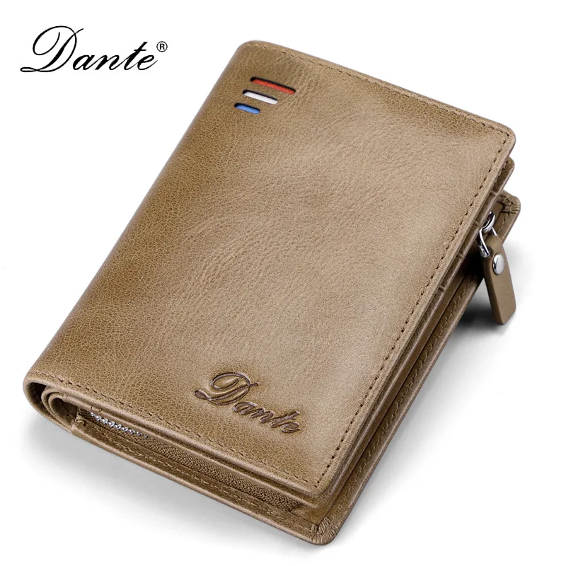 Men's Short Wallet RFID Anti-Theft Zipper Coin Wallet Large Capacity Card Holder