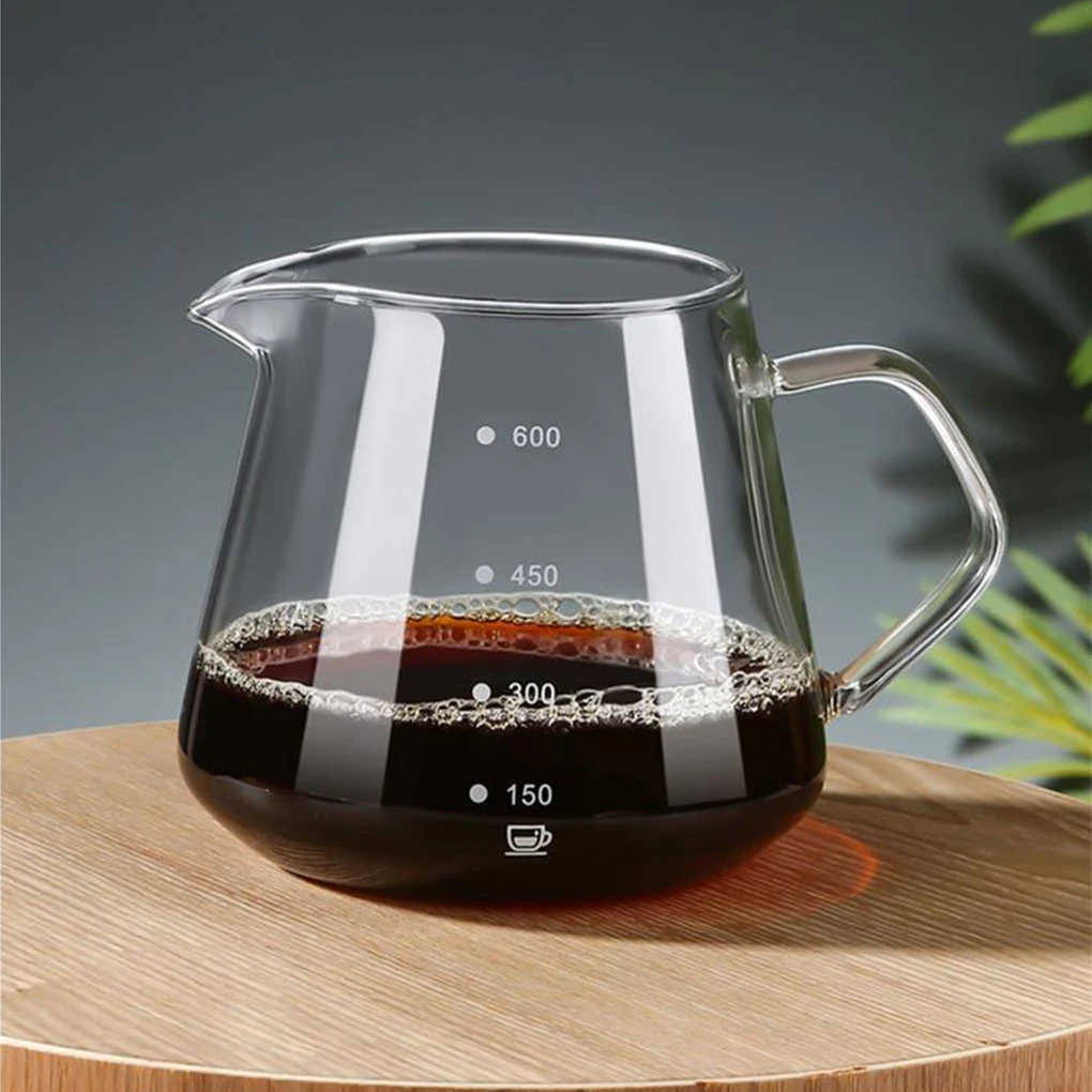 Coffee Server Glass 450ml/600ml Reusable Drink Pour Over Drip with Scale Home Hotel Picnic Camp Pot Accessories Gifts