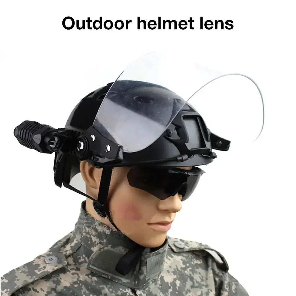 Tactical Helmet Goggles with Horns Detachable FAST MICH Helmet Anti Fog and Riot CS Adjustable Protective Goggles