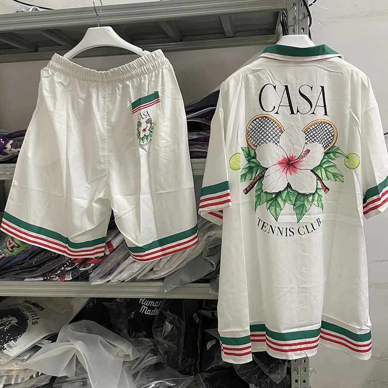 

New CASA Tennis Club Casablanca White Men Women Best Quality Hawaiian Shirts Tee y2k