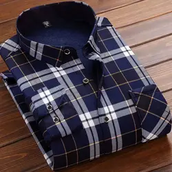 2023 Winter new arrival Men's Fashion Casual Long Sleeve Shirt Men Fleece Thicken Warm High Quality Shirt size M-4XL CY026