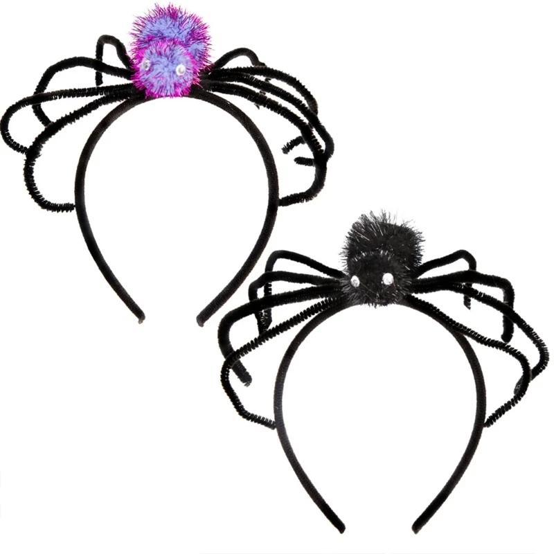 

F42F Creatively Party Headband Tinsels Spiders Shape Hair Hoop for Adult Teens