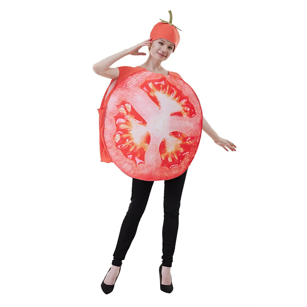 

Halloween Funny Adult Fruit Tomato Costume Cosplay Jumpsuit Outfit Carnival Couple Party Purim Fancy Dress