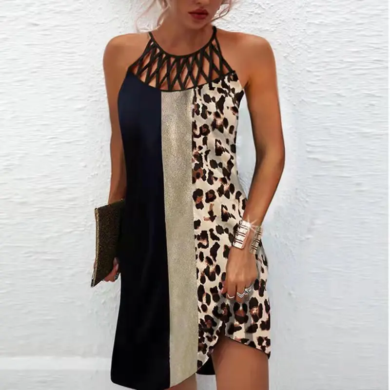 

2023 Spring and Summer New Ethnic Style Positioning Printing Mesh Belt Sleeveless Casual Dress Women's Clothing