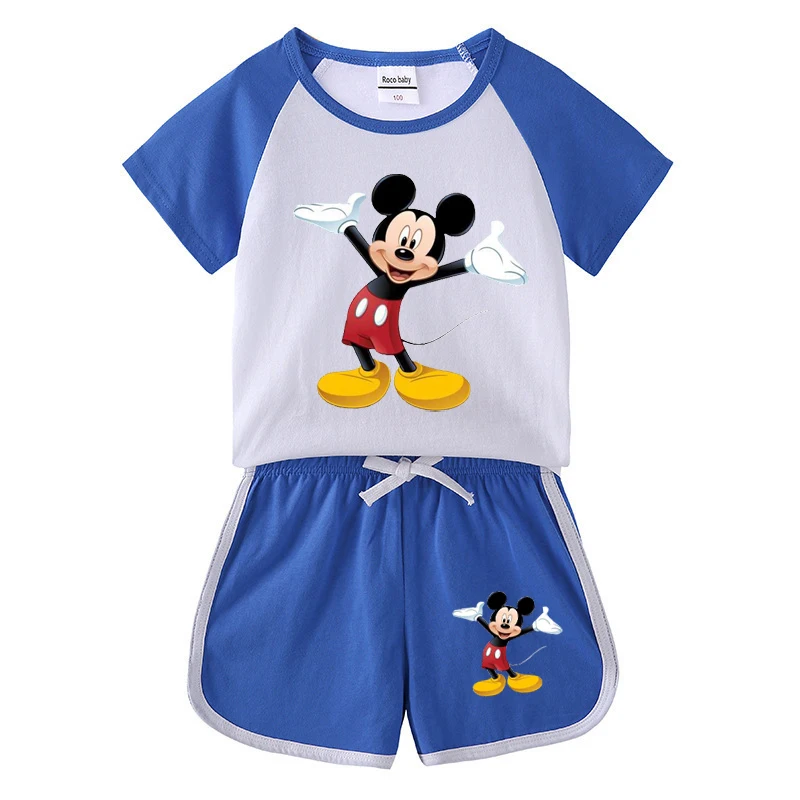 Summer Kids Baby Clothes Set Causal Disney Cartoon Print Sleeveless Baby Tops+Baby Shorts 2pcs Sport Suit Girls Clothing Set newborn baby clothing gift set