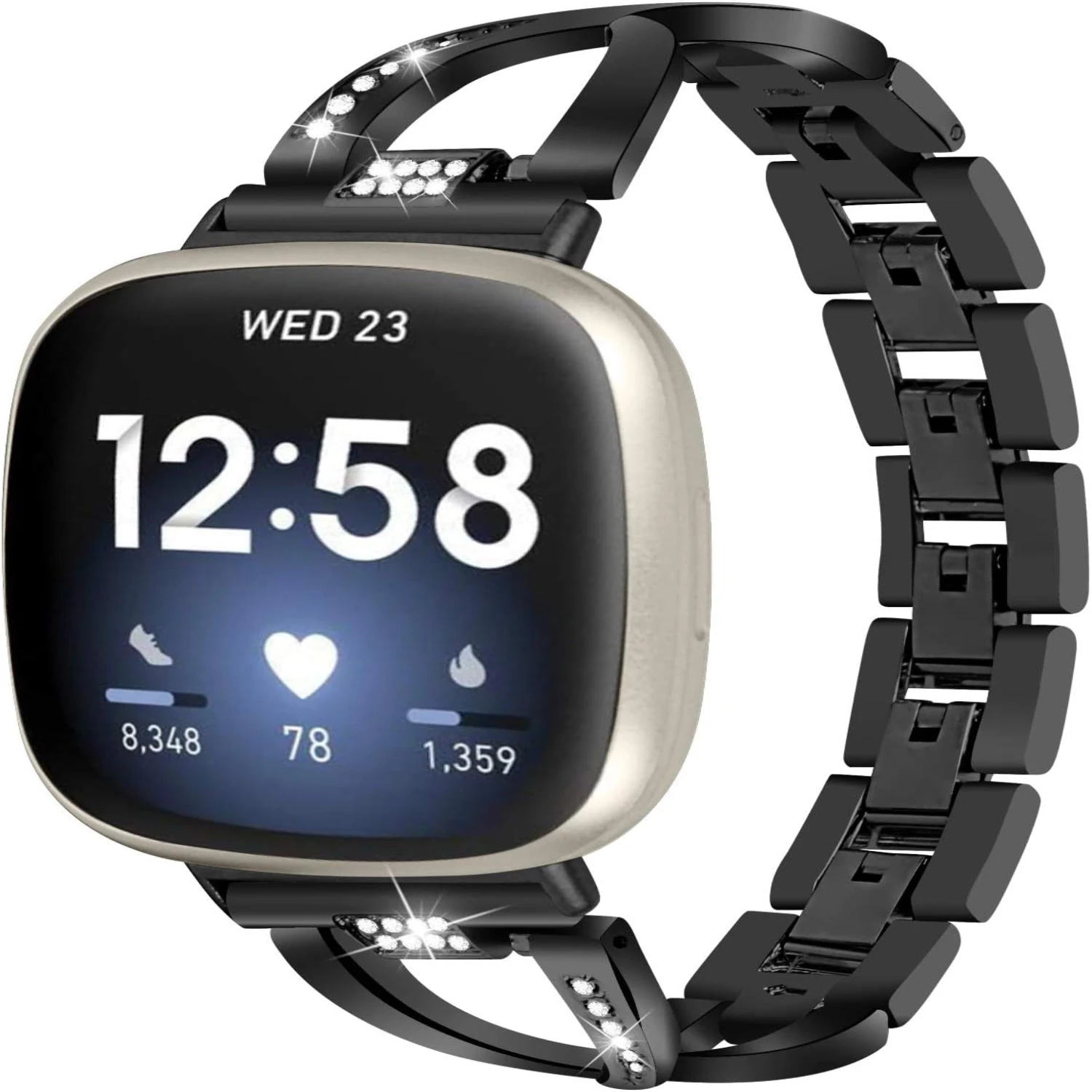 Upgrade Your Style with Sleek, Sophisticated, and Elegant Stainless Steel Metal Band for Versa 4/Sense 2-Stylish Replacement B