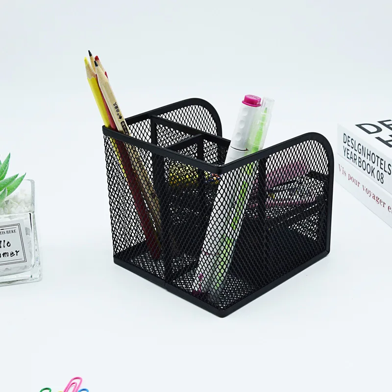 Four grid iron pen holder storage box wholesale student stationery storage box office desktop storage box drawer style 4