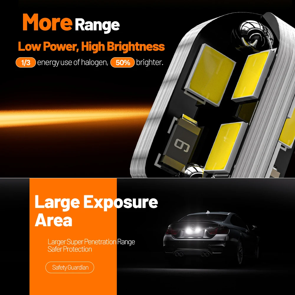 2pcs LED License Plate Light W5W T10 Lamp For Suzuki Alto Baleno