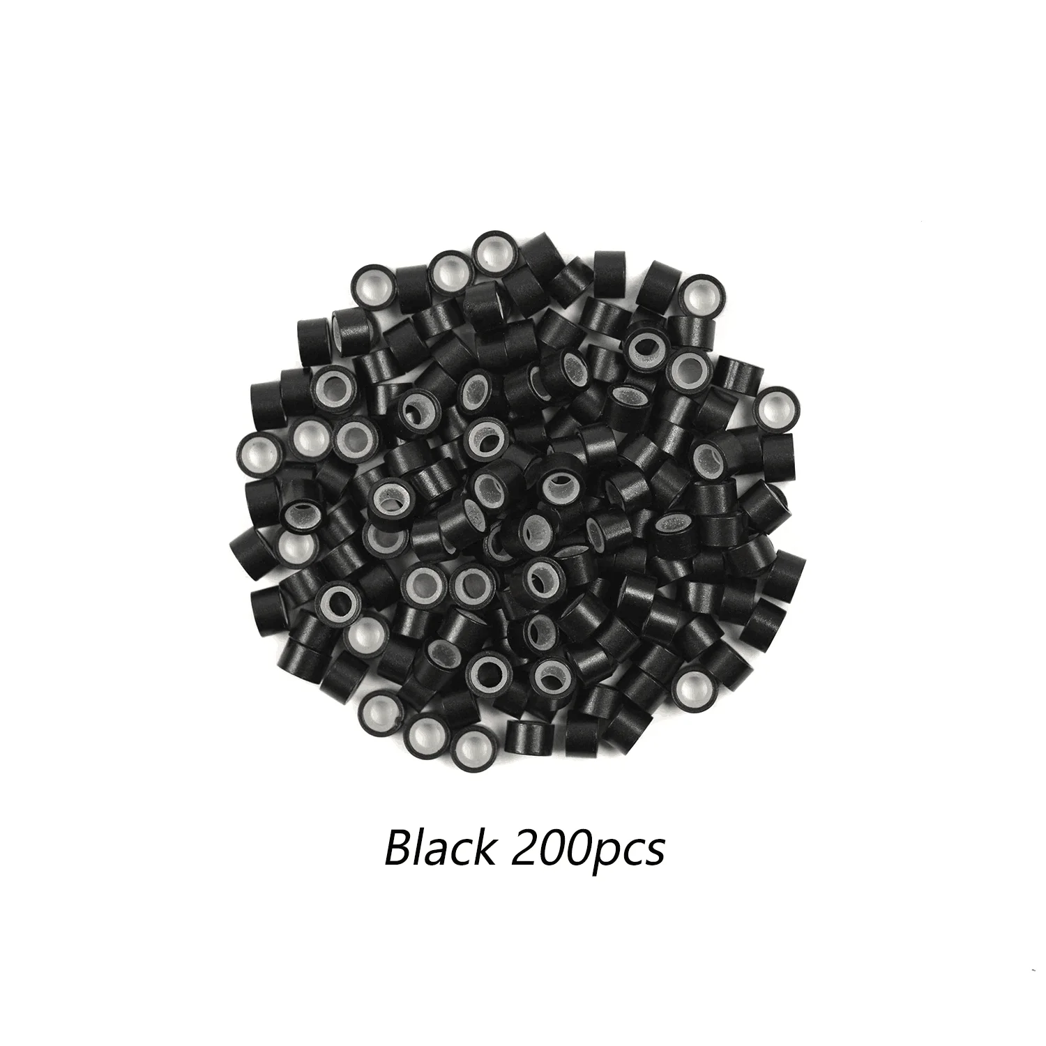 200/500pcs 4.5mm 실리콘 라이닝 마이크로 링크 링 알루미늄 헤어 익스텐션 비즈 블랙 다크 브라운 I 팁 헤어 익스텐션용