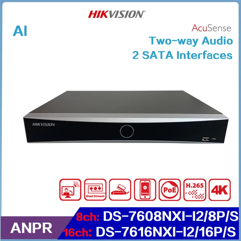 

HIKVISION 8-ch & 16-ch 1U 8 POE & 16 POE Ports AcuSense AI 4K NVR, DS-7608NXI-I2/8P/S & DS-7616NXI-I2/16P/S