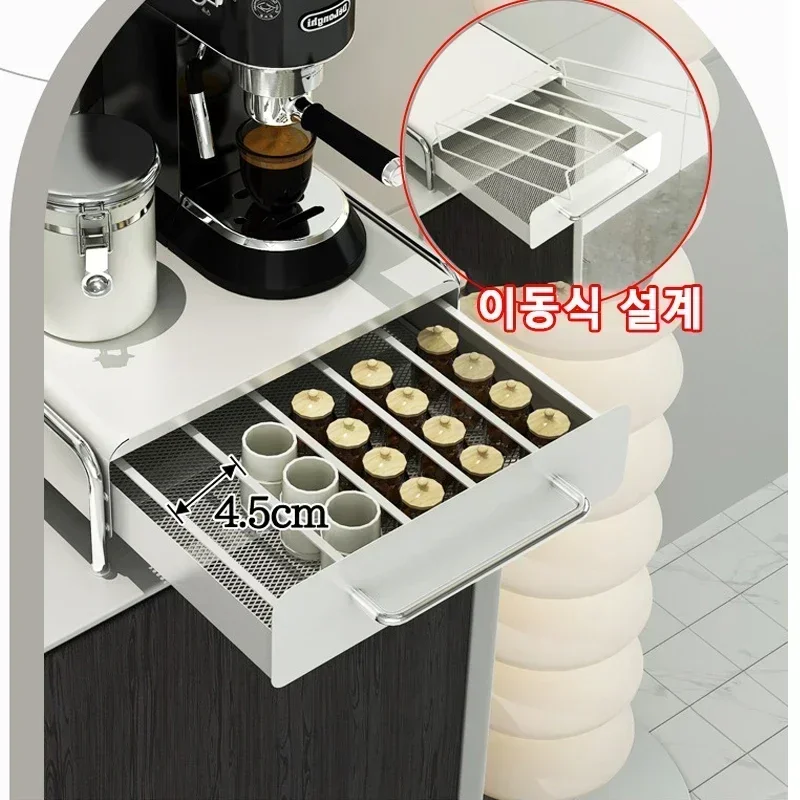 캡슐 커피 디스플레이 선반 주최자 서랍 바 바람 테이블 탑 티백 보관 상자 커피 기계 기본 서랍 보관 선반