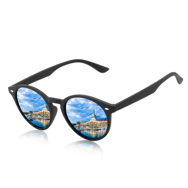 Gafas de sol polarizadas redondas para hombre y mujer, lentes de sol redondas a la moda, clásicas, Vintage, negras, para conducir, circulares, ovales, de diseñador Retro, UV400 - Imagen 2