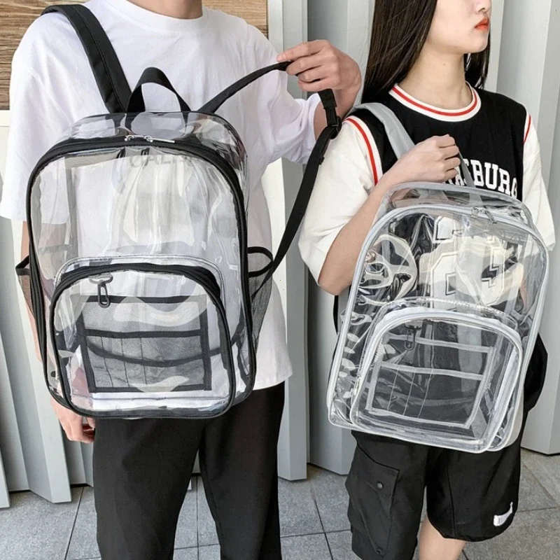 Transparent Shoulder Bag Unisex Fashion Simple Large Capacity Portable Backpacks Multifunctional Waterproof Male Female Knapsack