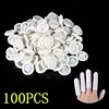 100 Pcs Thimbles Nail Art Latex Rubber Gloves Protective Protector Cover Fingertip White Small Tools 1
