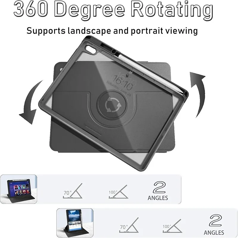 360° Rotating Protective Tablet Cover with Enhanced Flexibility