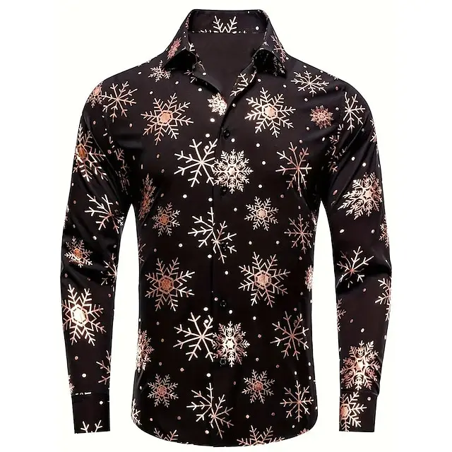 European and American hot selling Christmas cardigan Christmas casual men's shirt printed long-sleeved top
