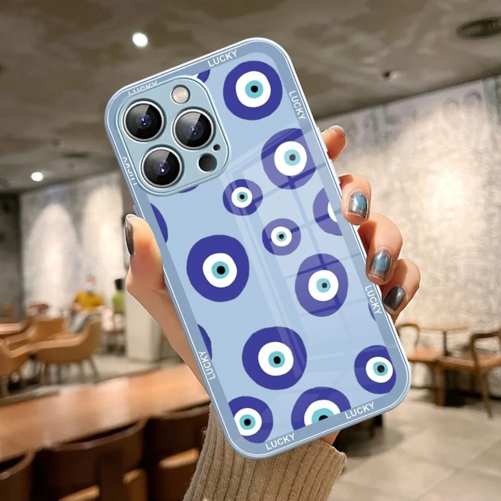 Lucky Eye Blue Evil Eye Print Phone Case Red Blue Glass Per Iphone 15 13 14 12 11 Pro Max Plus Mini X Xr 8 7 6S Se2020 Cover