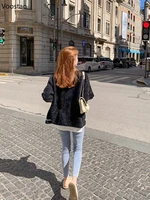 White Mink Cashmere Sweater Coat Women Autumn Winter Lazy Style Korean Retro Black Loose O-Neck Knitted Cardigan Fashion Outwear 3