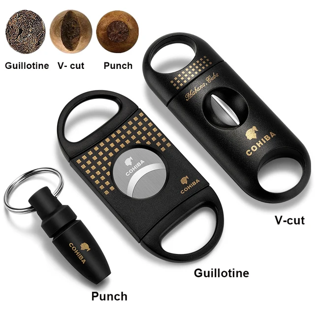 Cigar Cutter Cigar Set Pocket V-Cut Sharp Cigar Scissors Guillotine Portable Travel Cigar Cutting Round Punch Cigar Accessories - Image 2