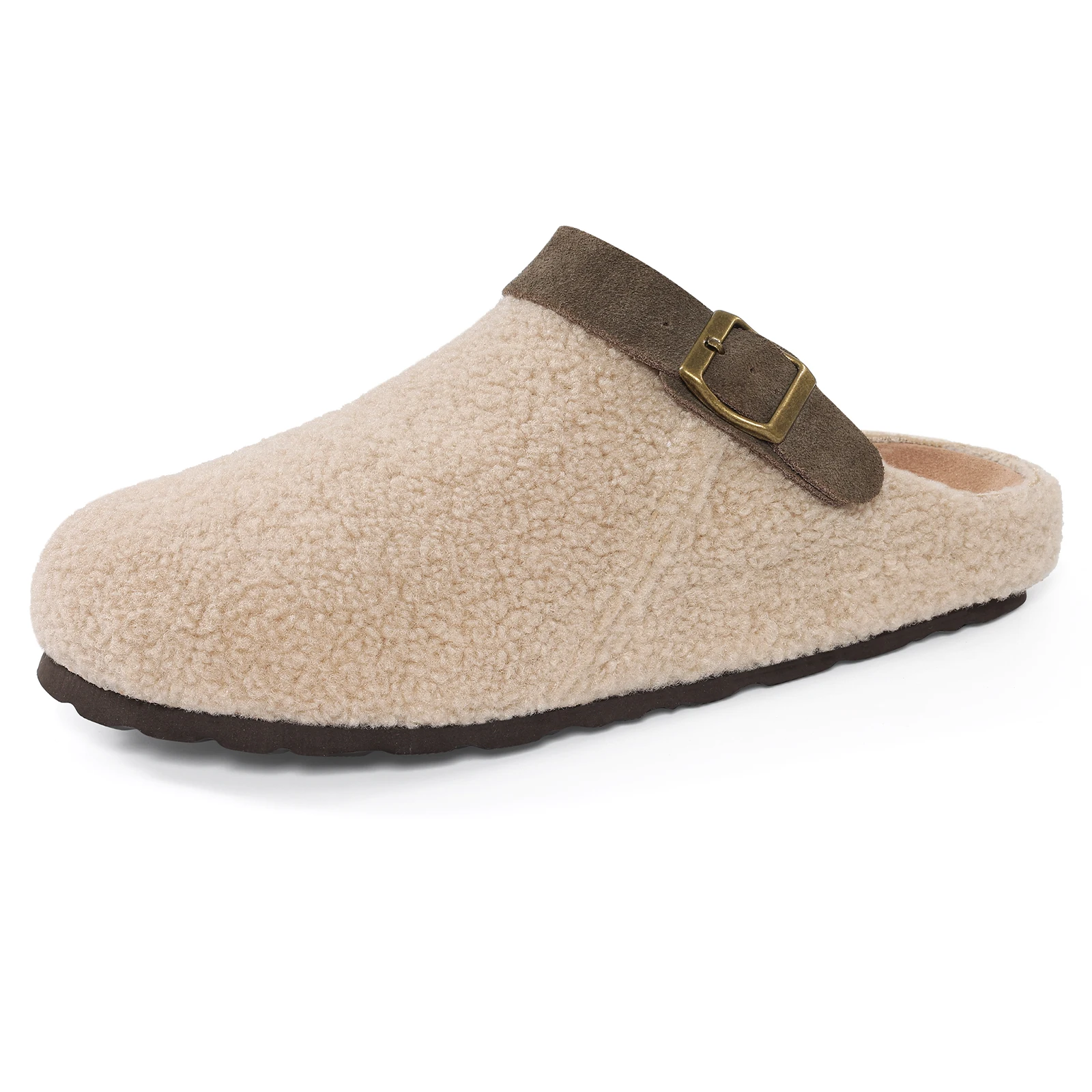 Women's Fluffy Slippers With Arch Support And Adjustable Buckle_voghion.com