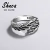 925 Sterling Silver Angel Wings Feather Thai Silver Open Rings For Women Girl Female Open Rings For Women Bague LR039 1