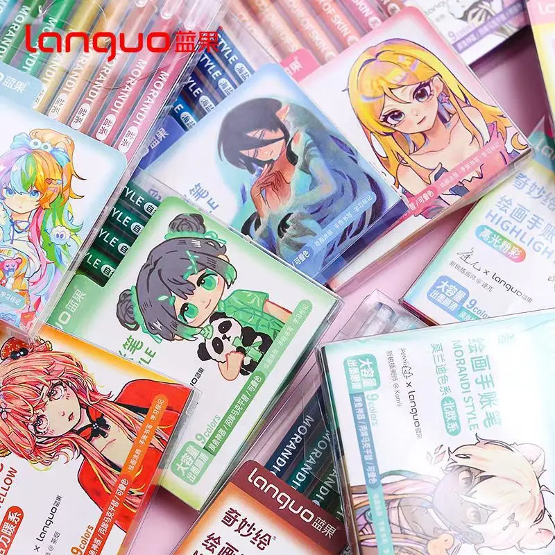 LANGUO 9Pcs Morandi Gel Pen Student Diary Scrapbook Painting DIY