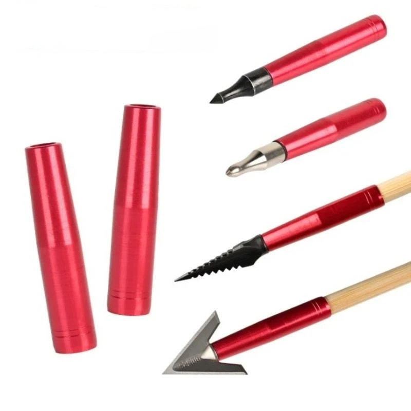 2 Stück Aluminium-Pfeilspitzen-Einsätze für Bogenschießen, OD 8mm, für Holz- und Bambuspfeilschäfte, Jagdpfeil-Zubehör – Detail 6