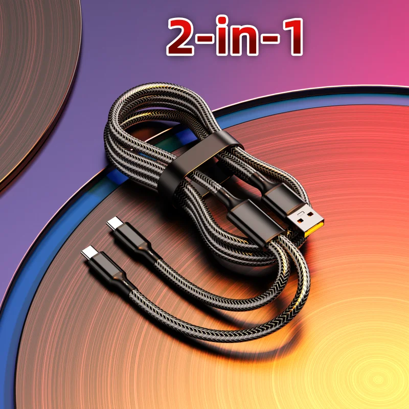 Universal 2-in-1 Fast Charging Cable with Triple Connectors
