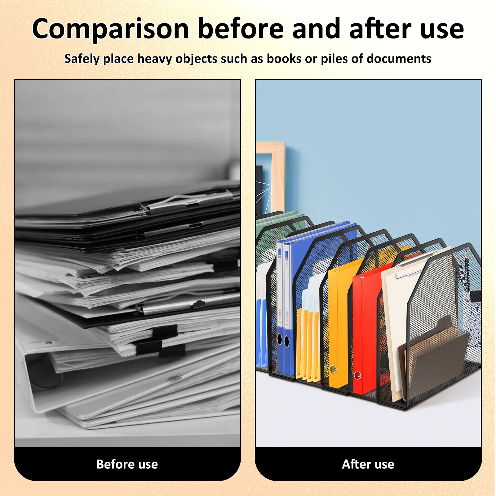 5/7 Section Metal File Rack Standing Office Desk Shelf File Storage Box Adjustable Mesh File Folder Stand Sorter Desk Organiser