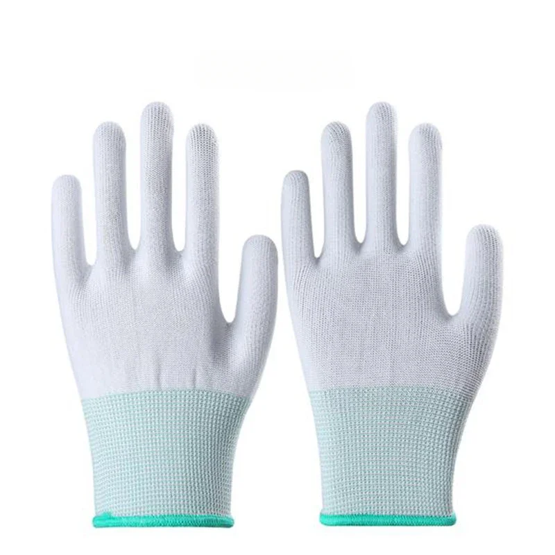 1Pair Car Vinyl Wrap Gloves Anti-Static Window Tint Film Install Gloves Nylon Tinting Work Safety PU Coated Fingertip