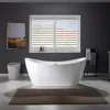 67" Acrylic Freestanding Bathtub Contemporary Soaking White Tub with Brushed Gold Overflow and Drain Easy clean easy maintenance 3