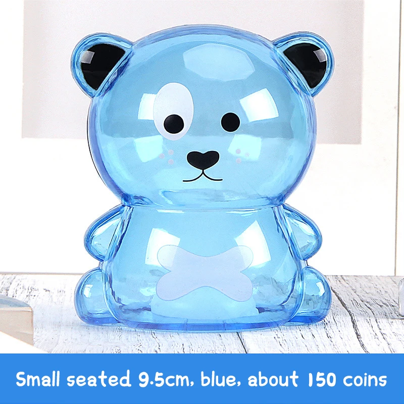 Creative Little Bear Piggy Bank Cash Bag Cute Safe Deposit Box Transparent Coin Paper Money Saving Box Kids Gift