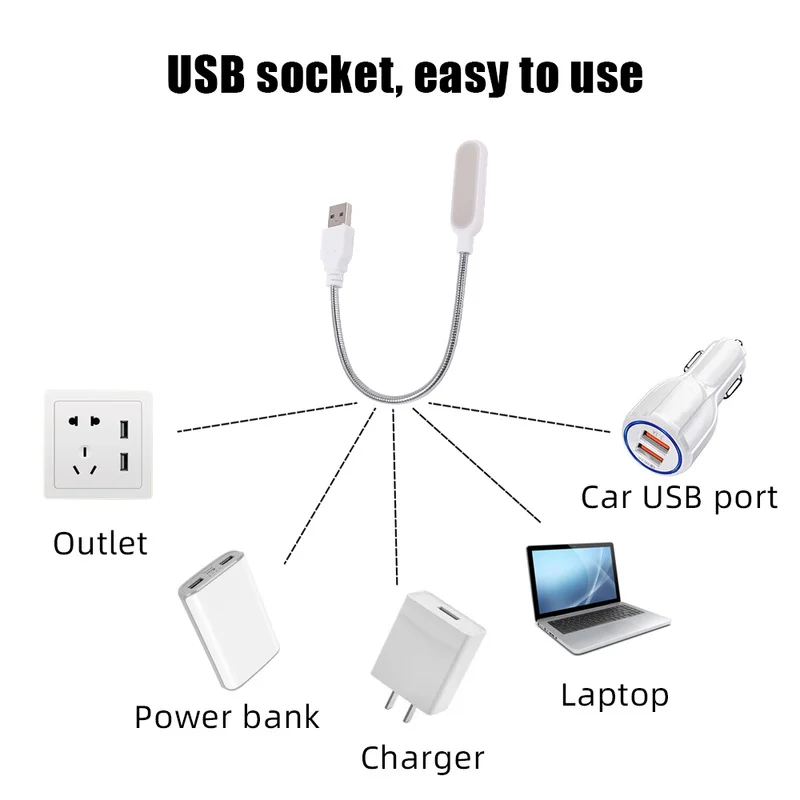 USB Book Light Portable Mini Night Light Flexible Bendable Reading for Table Lamp PC Computer Laptop Notebook led light night light mini night light book light mini led light led desk lamp
