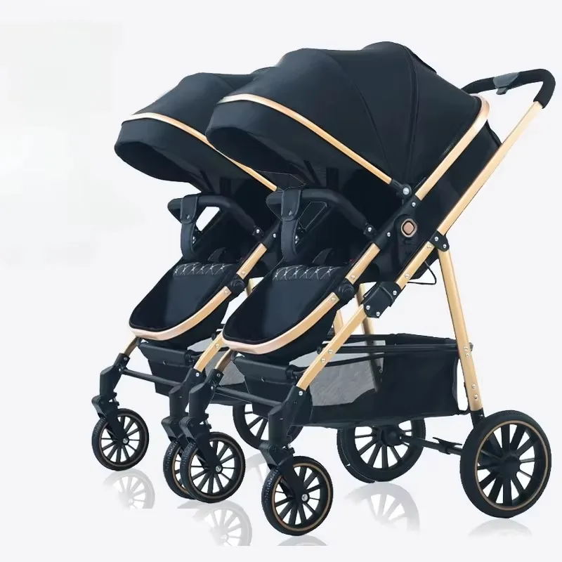High-view twin baby stroller Can sit and lie Separable Lightweight four-wheel Foldable