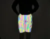 Fashion Holographic Men's Black Reflective Rave Rainbow Shorts Festival Party Psychedelic Shorts 5