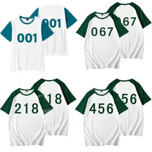 2021 Squid Game T-shirt Korean Drama 456 Number Printing Loose and Comfortable Short-sleeved Graphic Tees Men Streetwear Gift