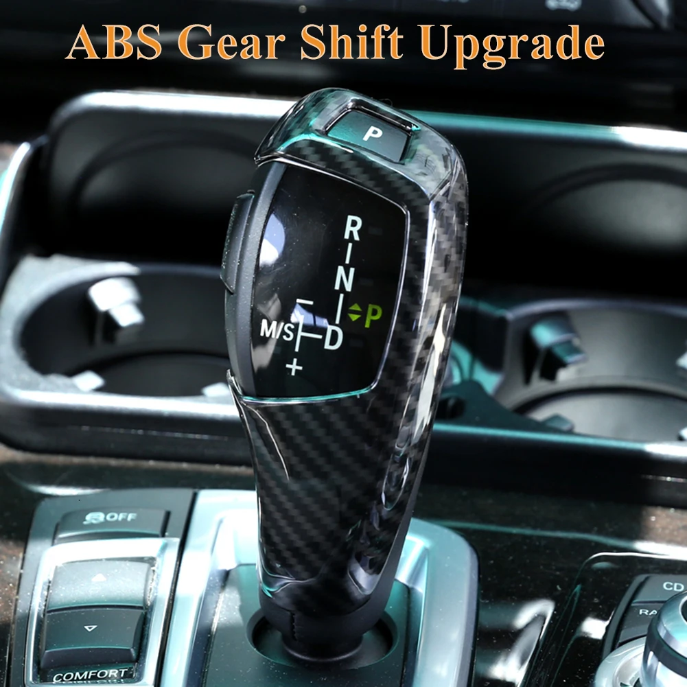 

Universal Interior Mouldings ABS Carbon Fiber Style Car Gear Shift Cover Sticker Fit For BMW E60 E70 X5 Head Decoration Sticker