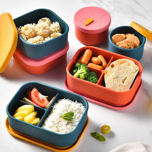 Boîte à bento pliable en silicone pour enfants, boîte à lunch, pique-nique en plein air, bol de conservation des aliments frais, stockage d'aliments frais, beaucoup 1