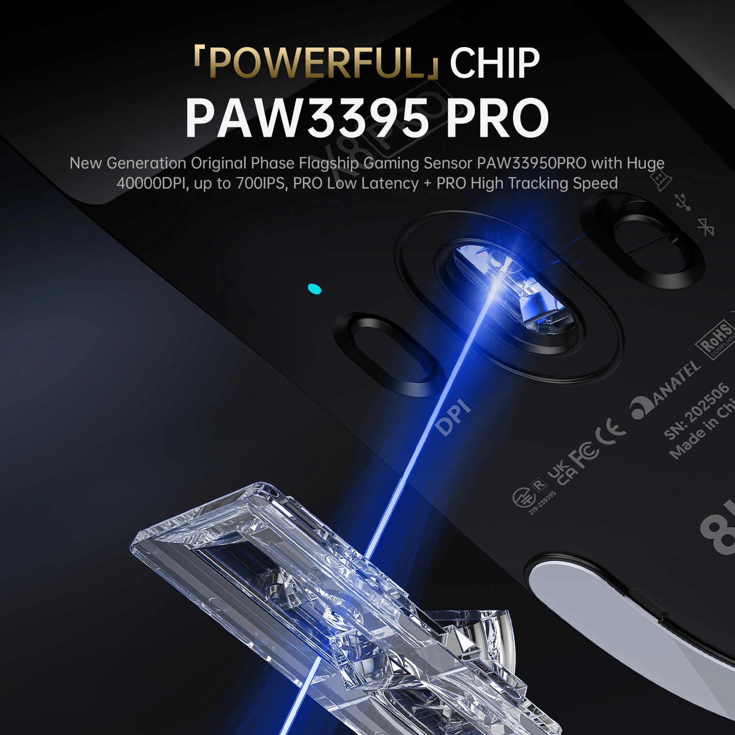 어택 샤크 X8 프로 무선 게이밍 마우스 8K PAW3395PRO 40000 DPI 트라이 모드 블루투스 2.4G 유선 55g 경량 500mAh 배터리