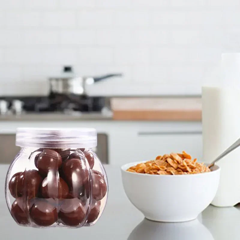Storage Jars 12Pcs 150ml Pumpkin Jar Transparent Plastic Jar With Lid Candy Cookies Grain Tea Seasoning Storage Container Kithchen Supplies