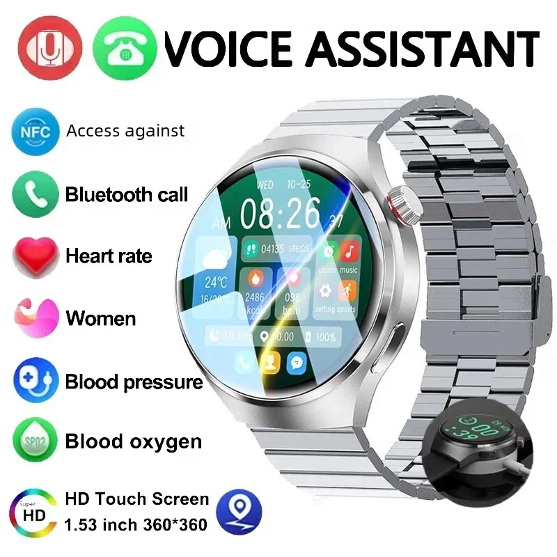 

2024 New For Huawei Xiaomi GT4 Pro Smart Watch Men NFC GPS Tracker AMOLED 360*360 HD Screen Heart Rate Bluetooth Call SmartWatch