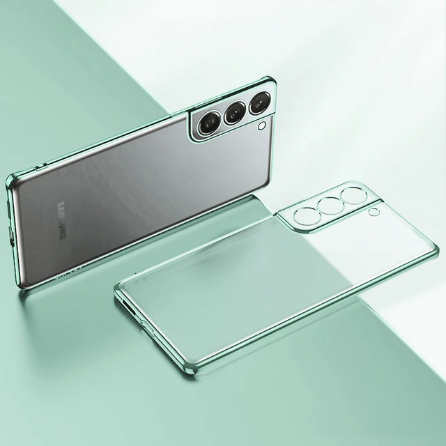 Luxury Transparent Soft Silicone Case for Samsung Galaxy S22 S21 Ultra Plus S20 S21ultra S22Ultra Clear Camera Protection Cover green
