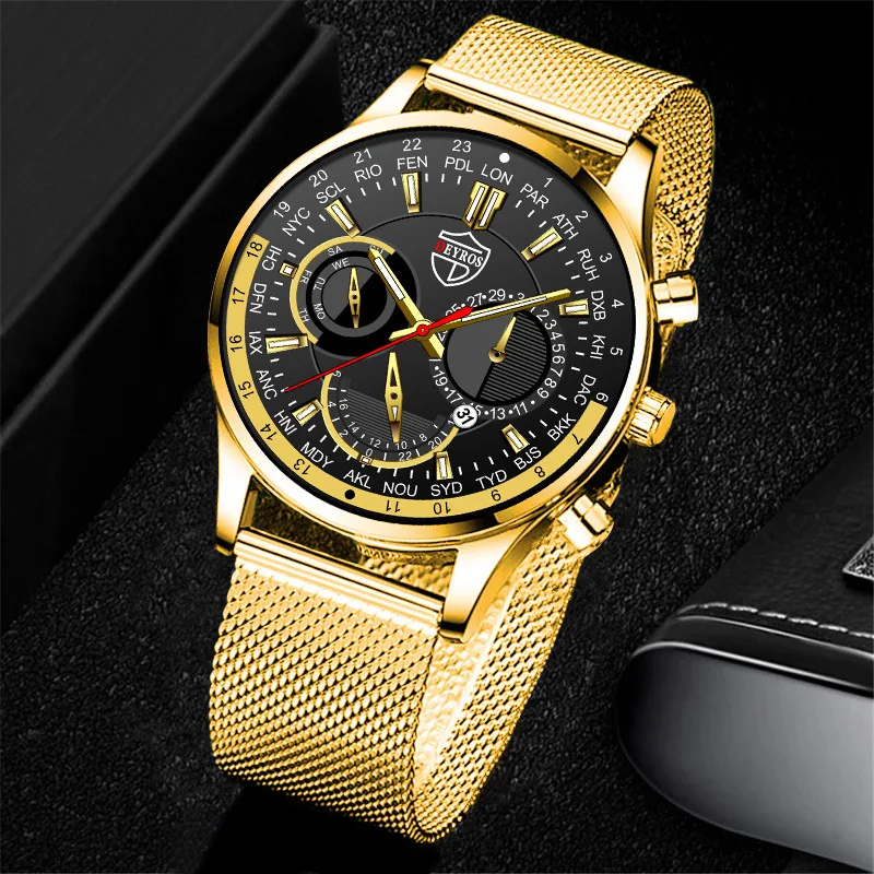 

Reloj Mujer DEYROS Watch Men's Calendar Watch Men's Steel Band Watch Korean Version Leisure Student Watch Luminous Quartz Watch